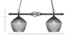 Eleganté Two Light Island Pendant in Dark Granite with Smoke Textured Shade