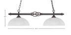 Eleganté Two Light Island Pendant in Dark Granite with Clear Ribbed Shade