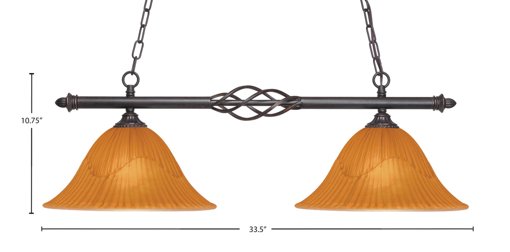 Eleganté Two Light Island Pendant in Dark Granite with 14" Tiger Shade