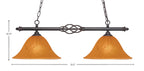 Eleganté Two Light Island Pendant in Dark Granite with 14" Tiger Shade
