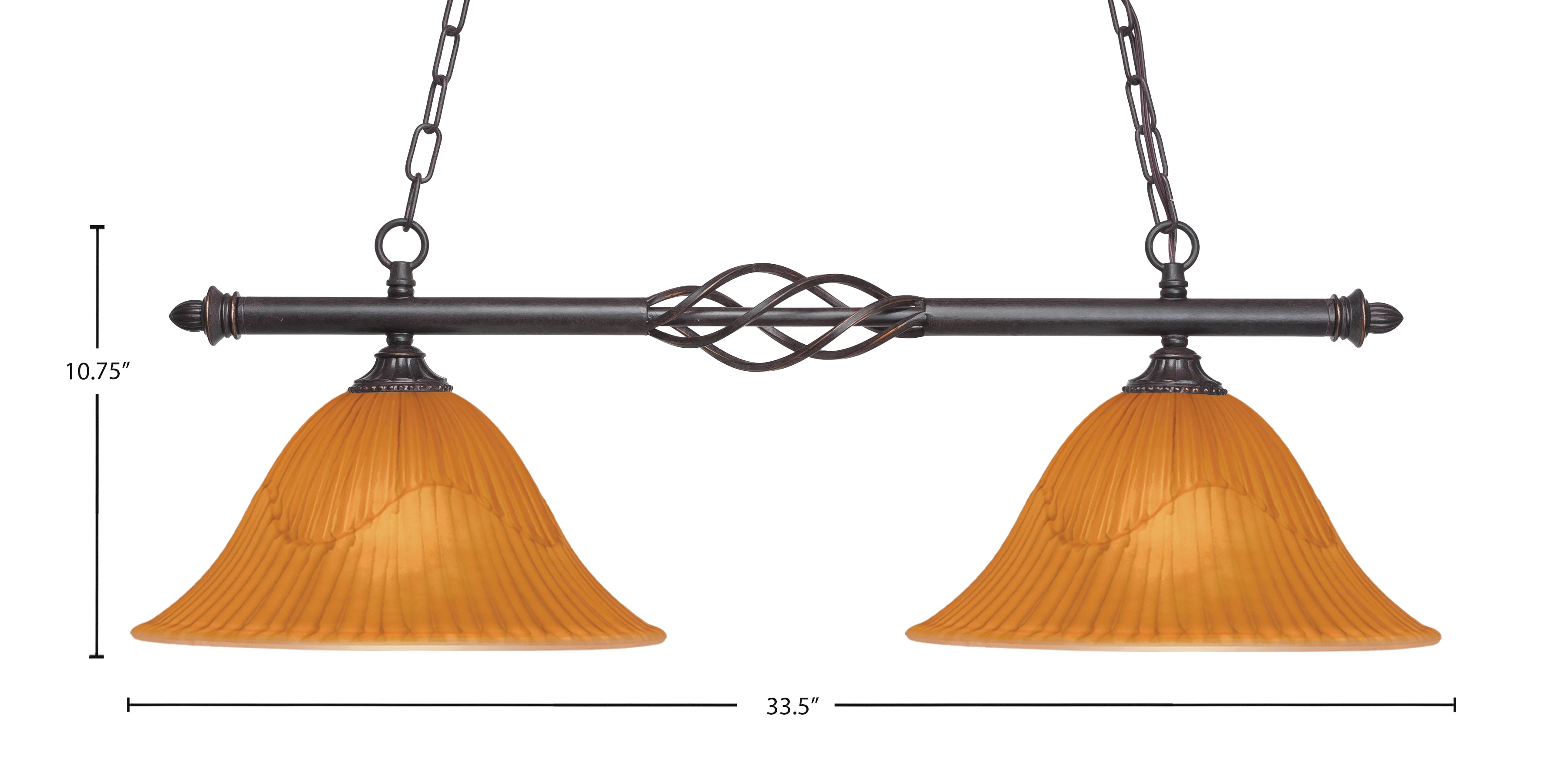 Eleganté Two Light Island Pendant in Dark Granite with 14" Tiger Shade