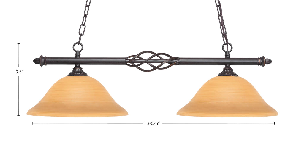 Eleganté Two Light Island Pendant in Dark Granite with 12" Cayenne Linen Shade