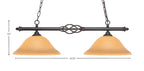 Eleganté Two Light Island Pendant in Dark Granite with 12" Cayenne Linen Shade