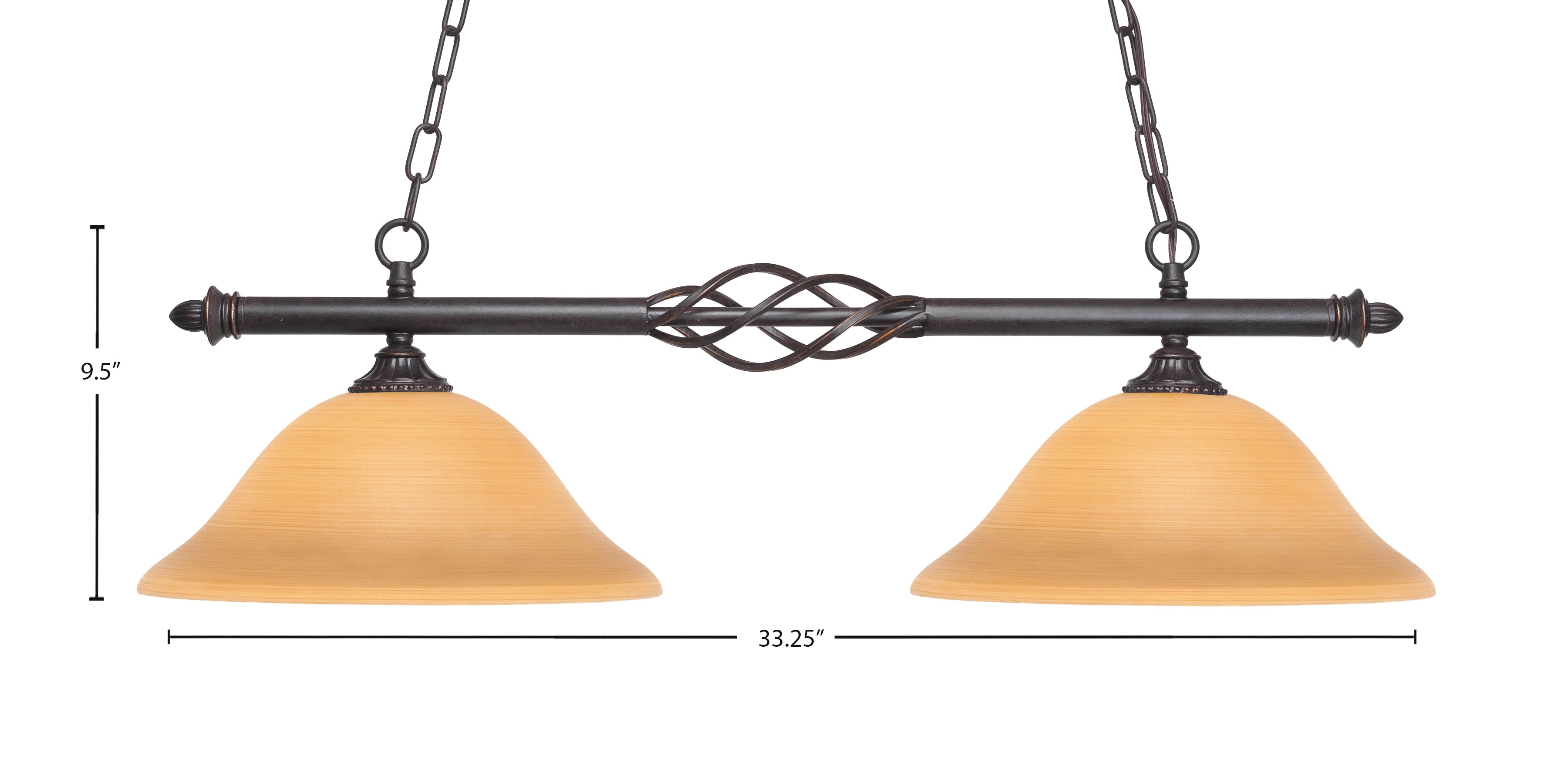 Eleganté Two Light Island Pendant in Dark Granite with 12" Cayenne Linen Shade