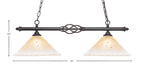 Eleganté Two Light Island Pendant in Dark Granite with 12" Amber Crystal Shade