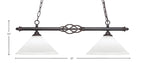 Eleganté Two Light Island Pendant in Dark Granite with 12" Frosted Crystal Shade