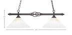 Eleganté Two Light Island Pendant in Dark Granite with 12" Gold Ice Shade