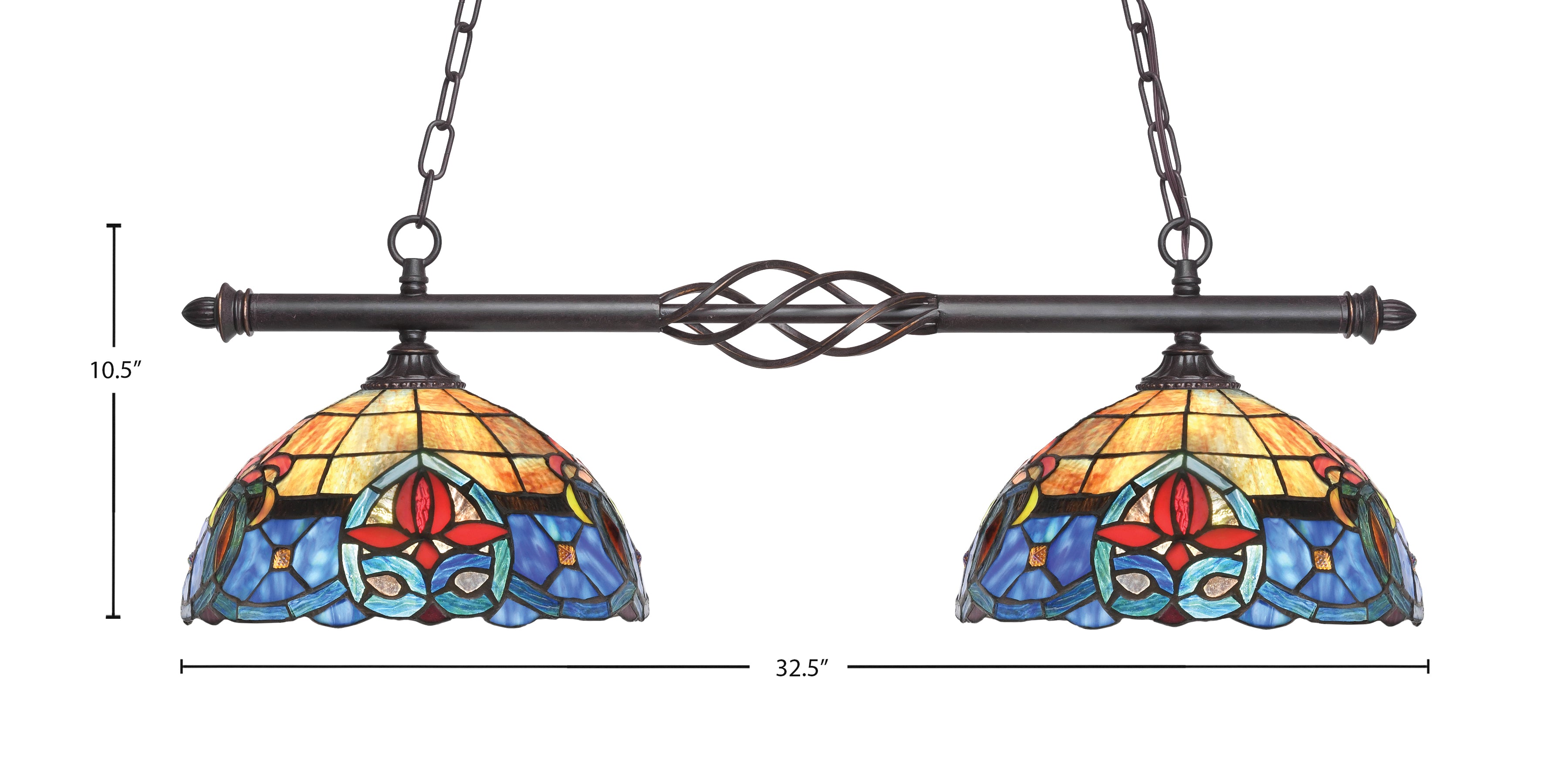 Eleganté Two Light Island Pendant in Dark Granite with Sierra Art Glass Shade