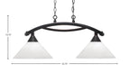 Bow Two Light Island Pendant in Black Copper with White Marble Shade