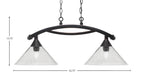 Bow Two Light Island Pendant in Black Copper with Smoke Bubble Shade