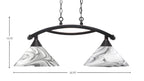 Bow Two Light Island Pendant in Black Copper with Onyx Swirl Shade