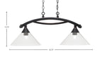 Bow Two Light Island Pendant in Black Copper with Clear Bubble Shade