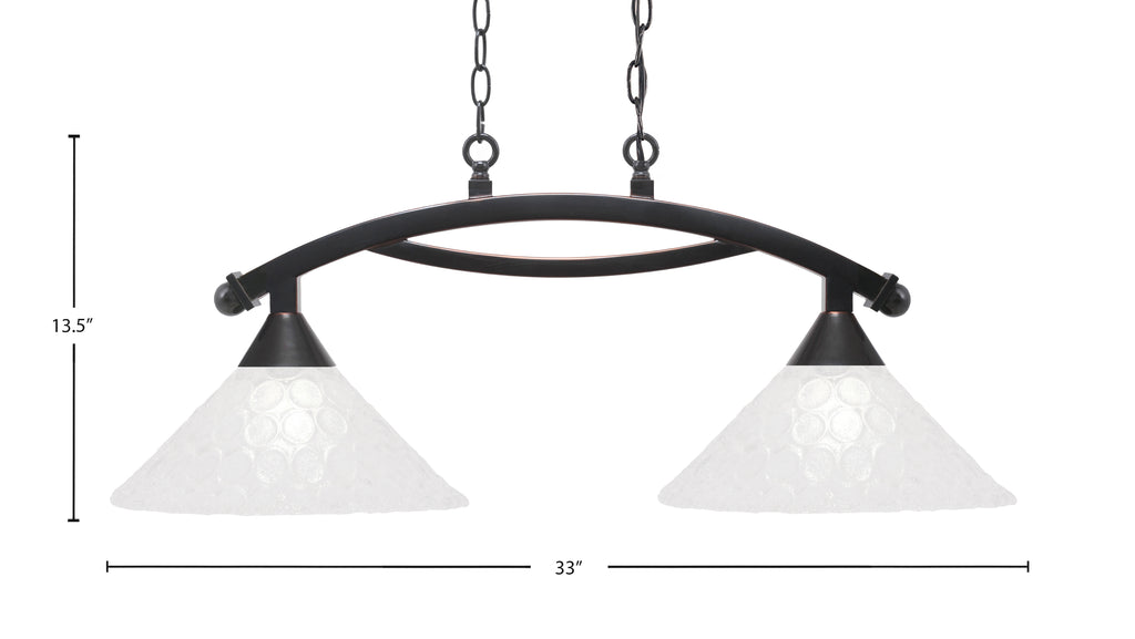 Bow Two Light Island Pendant in Black Copper with 12" Italian Bubble Shade