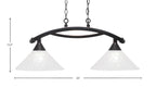 Bow Two Light Island Pendant in Black Copper with 12" Italian Bubble Shade