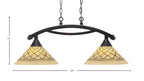 Bow Two Light Island Pendant in Black Copper with 12" Chocolate Icing Shade