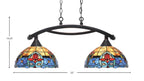 Bow Two Light Island Pendant in Black Copper with Sierra Art Glass Shade