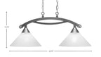 Bow Two Light Island Pendant in Brushed Nickel with 12" White Marble Shade