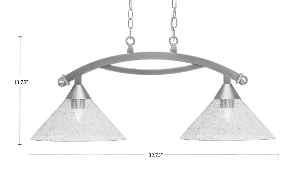 Bow Two Light Island Pendant in Brushed Nickel with Smoke Bubble Shade