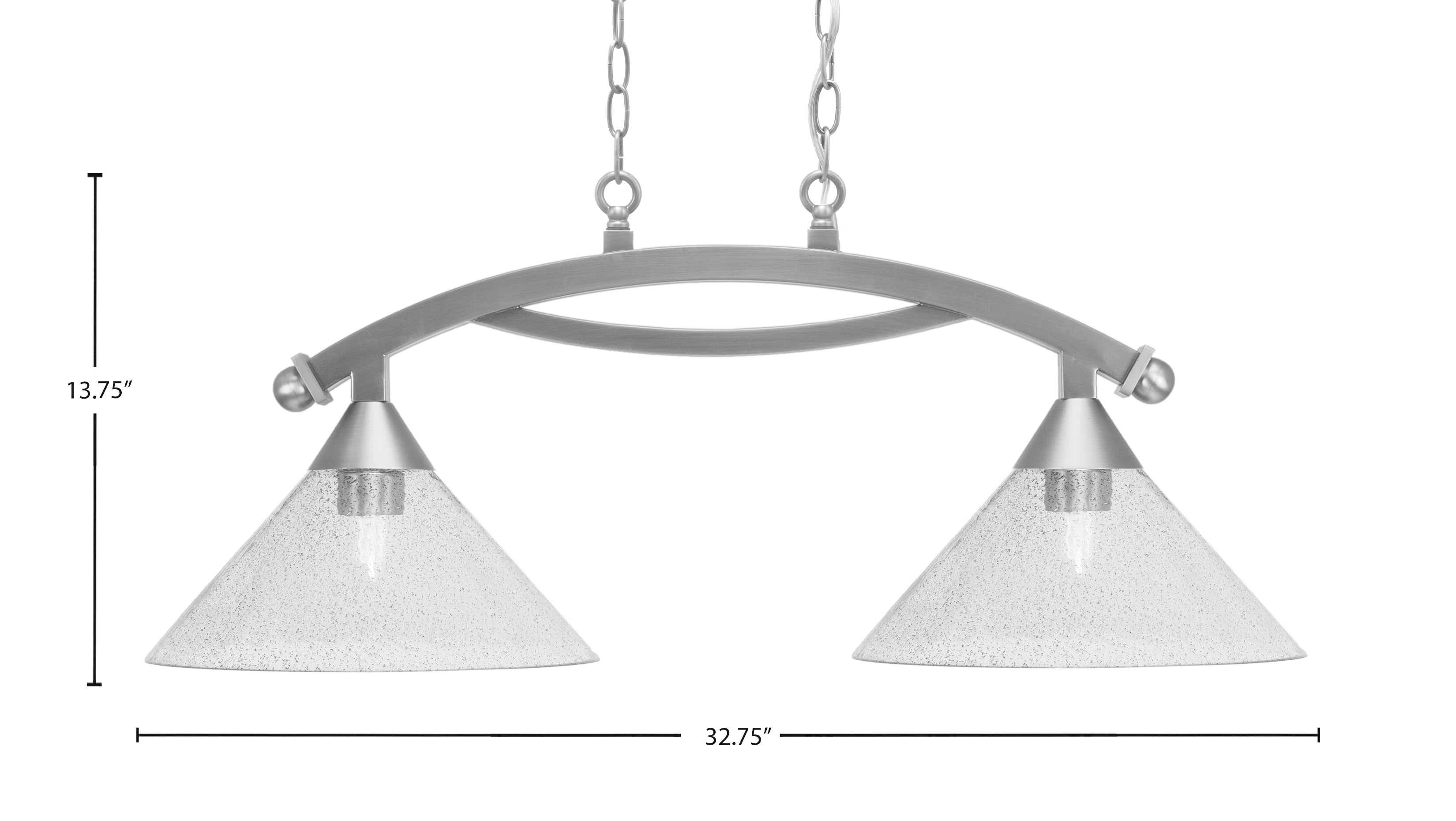 Bow Two Light Island Pendant in Brushed Nickel with Smoke Bubble Shade