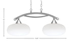 Bow Two Light Island Pendant in Brushed Nickel with White Muslin Shade