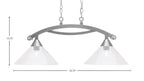 Bow Two Light Island Pendant in Brushed Nickel with Clear Bubble Shade