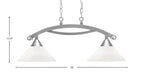 Bow Two Light Island Pendant in Brushed Nickel with White Muslin Shade