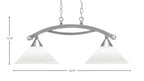 Bow Two Light Island Pendant in Brushed Nickel with White Muslin Shade