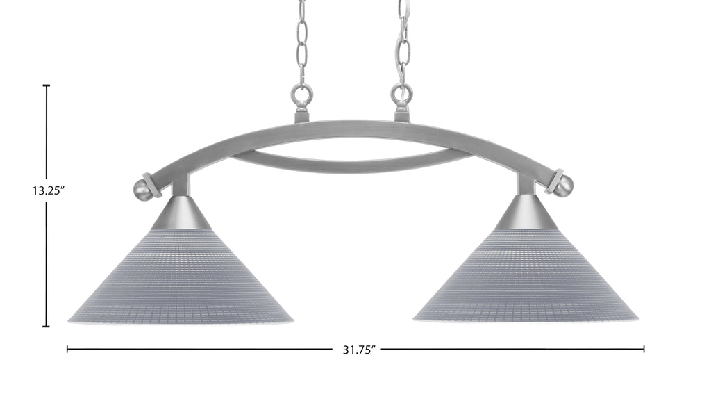 Bow Two Light Island Pendant in Brushed Nickel with Gray Matrix Shade