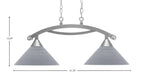 Bow Two Light Island Pendant in Brushed Nickel with Gray Matrix Shade