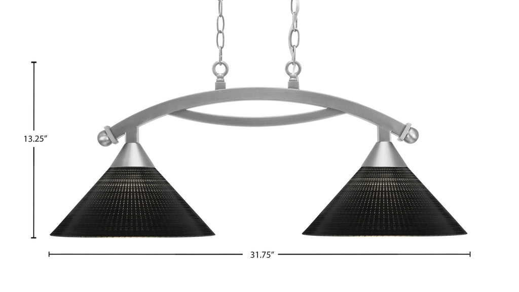 Bow Two Light Island Pendant in Brushed Nickel with Black Matrix Shade
