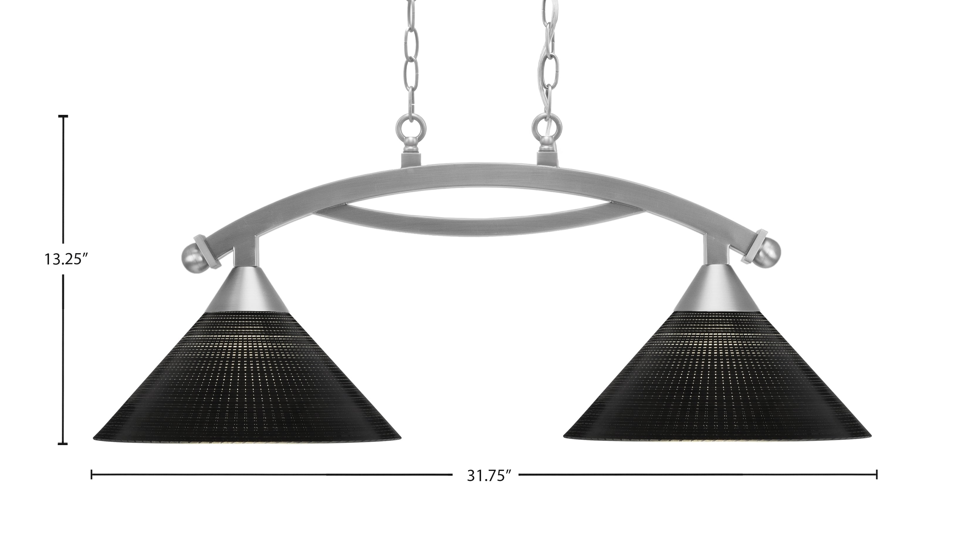 Bow Two Light Island Pendant in Brushed Nickel with Black Matrix Shade