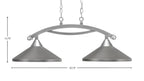 Bow Two Light Island Pendant in Brushed Nickel with Graphite Cone Metal Shades Shade