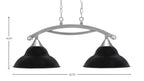 Bow Two Light Island Pendant in Brushed Nickel with Matte Black Double Bubble Metal Shades Shade