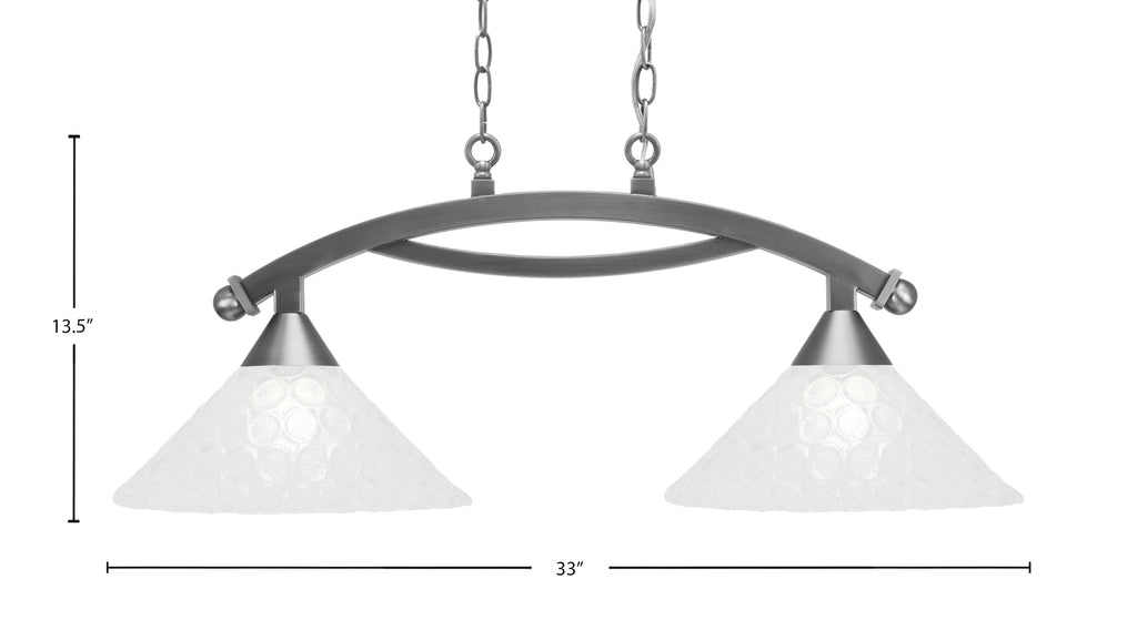 Bow Two Light Island Pendant in Brushed Nickel with 12" Italian Bubble Shade