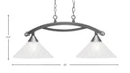 Bow Two Light Island Pendant in Brushed Nickel with 12" Italian Bubble Shade
