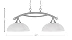 Bow Two Light Island Pendant in Brushed Nickel with Clear Ribbed Shade