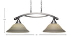 Bow Two Light Island Pendant in Brushed Nickel with 12" Gray Linen Shade