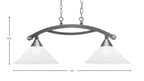 Bow Two Light Island Pendant in Brushed Nickel with 12" Frosted Crystal Shade