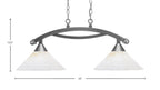 Bow Two Light Island Pendant in Brushed Nickel with 12" Gold Ice Shade