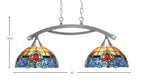 Bow Two Light Island Pendant in Brushed Nickel with Sierra Art Glass Shade