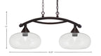 Bow Two Light Island Pendant in Dark Granite with Clear Bubble Shade