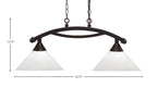 Bow Two Light Island Pendant in Dark Granite with White Marble Shade