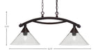 Bow Two Light Island Pendant in Dark Granite with Smoke Bubble Shade