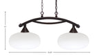 Bow Two Light Island Pendant in Dark Granite with White Muslin Shade