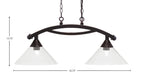 Bow Two Light Island Pendant in Dark Granite with Clear Bubble Shade