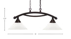 Bow Two Light Island Pendant in Dark Granite with White Muslin Shade