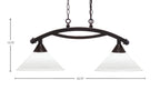 Bow Two Light Island Pendant in Dark Granite with White Muslin Shade