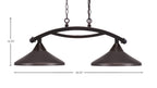 Bow Two Light Island Pendant in Dark Granite with Dark Granite Cone Metal Shade Shade