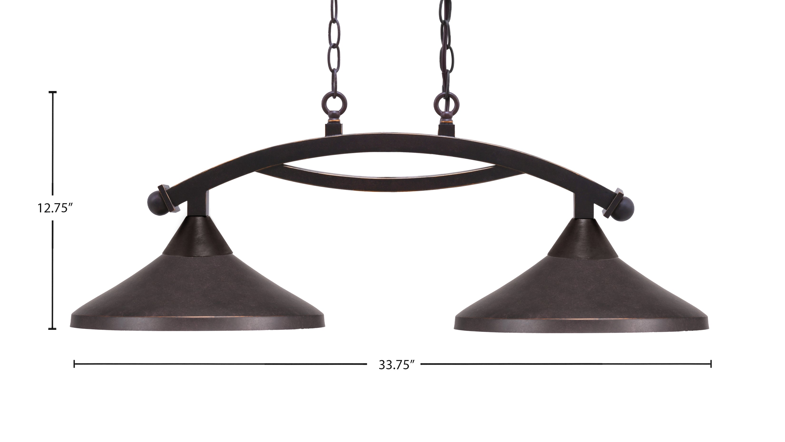Bow Two Light Island Pendant in Dark Granite with Dark Granite Cone Metal Shade Shade