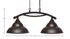 Bow Two Light Island Pendant in Dark Granite with 13" Dark Granite Double Bubble Metal Shade Shade